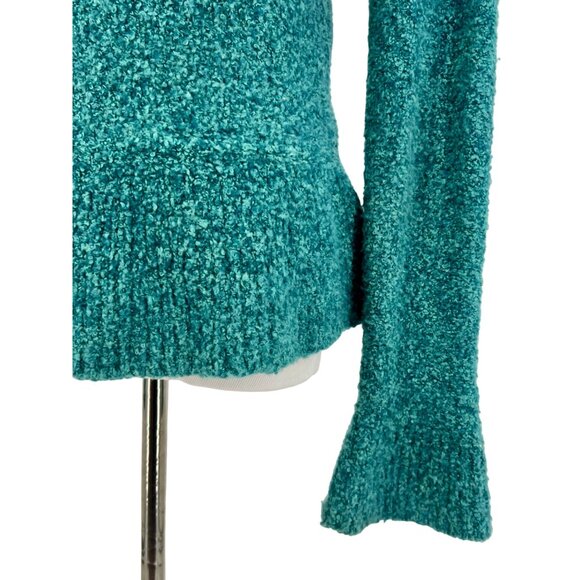 Vintage Victoria’s Secret Teal Plunging V-Neck Ruffled Cardigan Sweater Jumper - Picture 8 of 10